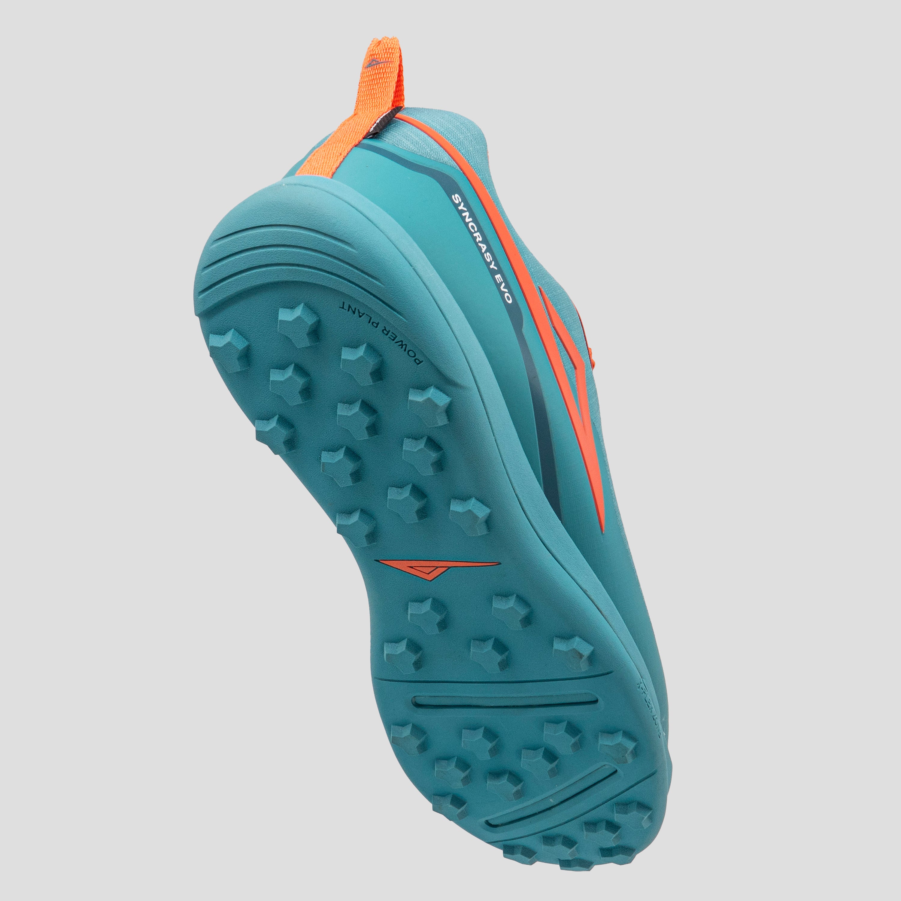 Blue/orange disc golf shoe outsole