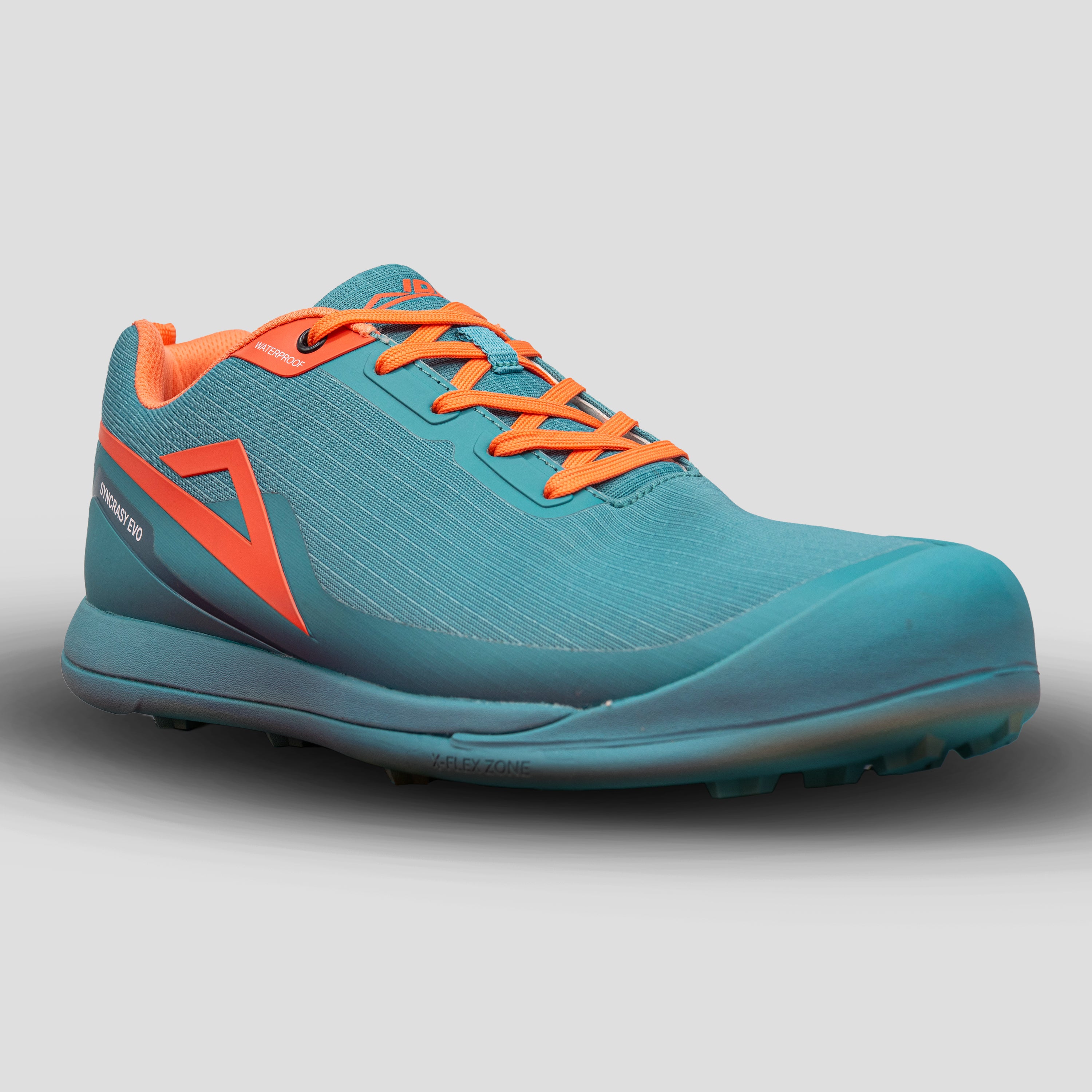 side angle of Blue/orange disc golf shoe